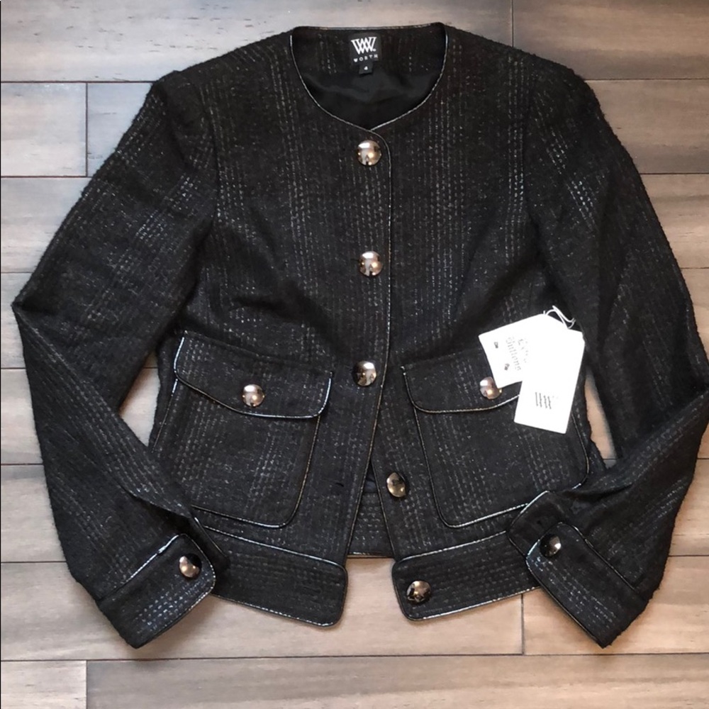 NWT Worth Black Chenille Lurex Coupe’ Jacket